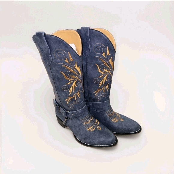 GPXGPX Women's Embroidered Cowboy Boots Block Heel Mid Calf Size 9.5 Gray. - Picture 3 of 12